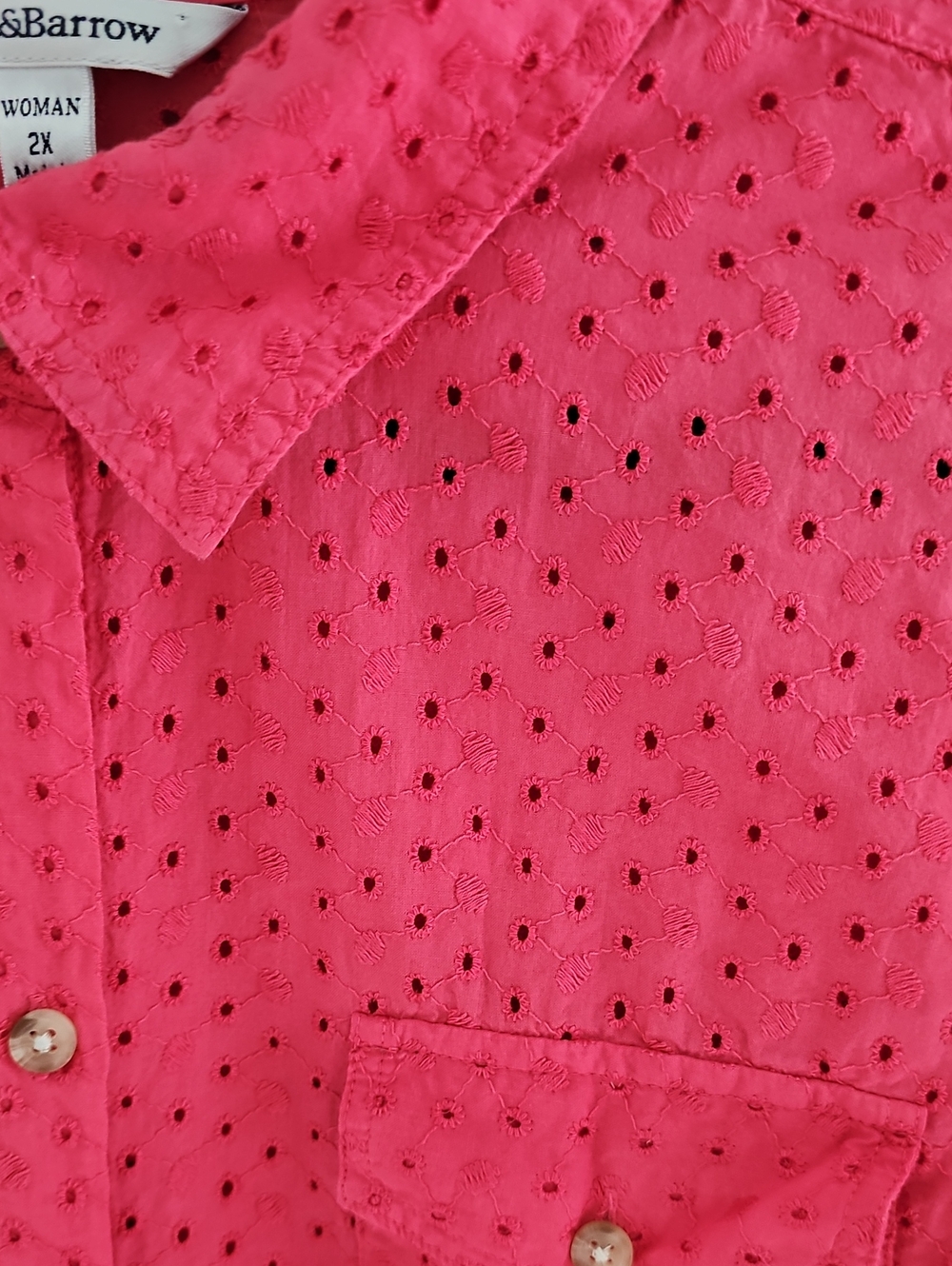 croft & barrow Hot Pink Eyelet Button-Down Shirt - Picture 10 of 10